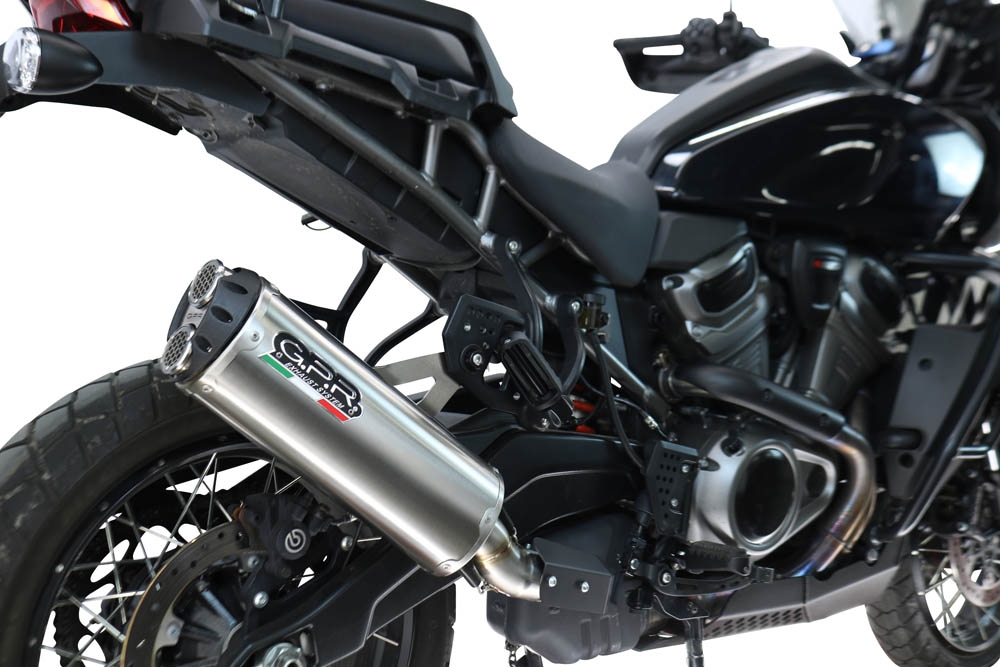 GPR escape compatible con Harley Davidson Pan America 1250 2020-2024, Hyper Dual Black Titanium, Escape legal, homologado, silenciador con db killer desmontable y tubo de conexión específico 