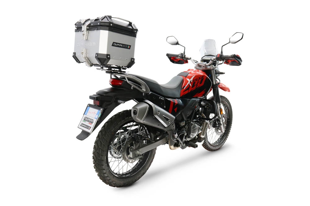 Baúl GPR TECH compatible con  Hero Xpulse 200 BS6 4V 2021/2024 E5 Baúl Alpi-Tech en aluminio color plata con placa específica incluida Capacidad Litros 26