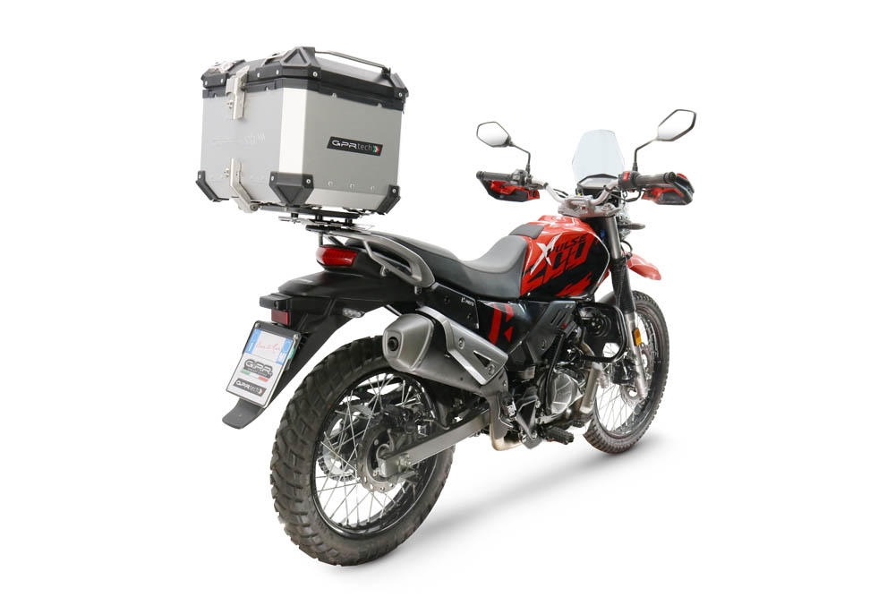 Baúl GPR TECH compatible con  Hero Xpulse 200 BS6 4V 2021/2024 E5 Baúl Alpi-Tech en aluminio color plata con placa específica incluida Capacidad Litros 35