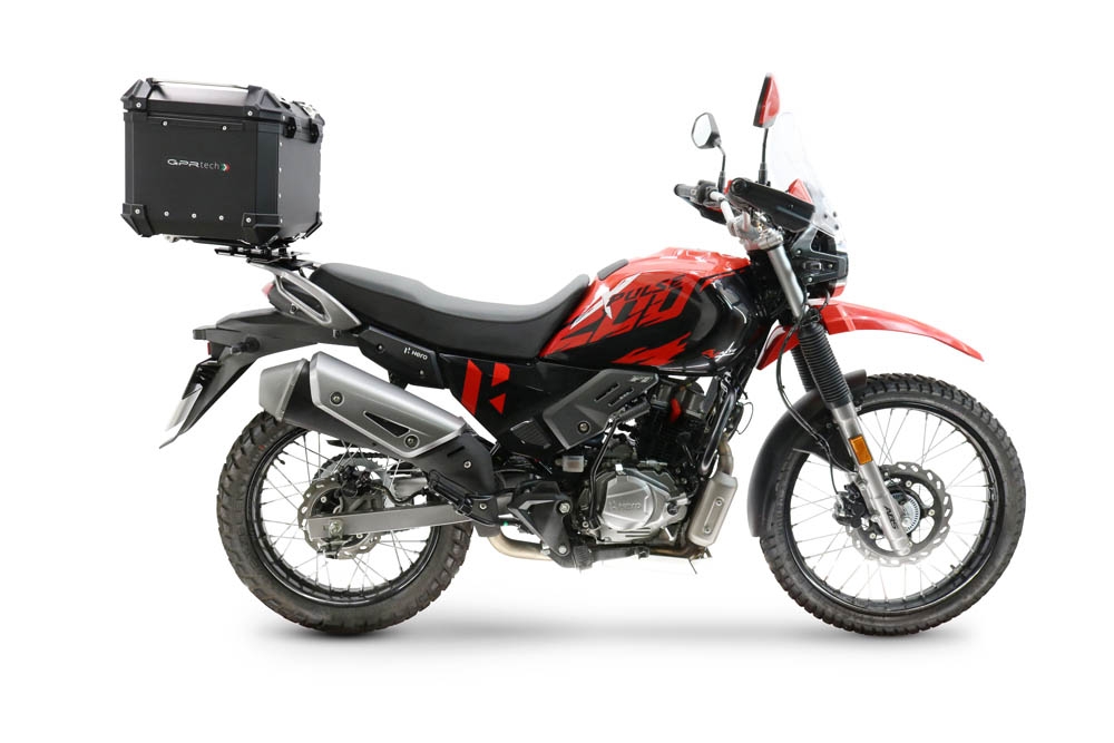 Baúl GPR TECH compatible con  Hero Xpulse 200 4V 2025/2026 E5 plus Baúl Alpi-Tech en aluminio, color negro con placa específica incluida Capacidad Litros 35