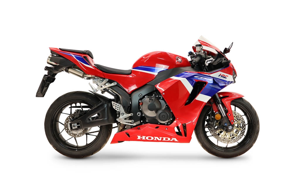 GPR escape compatible con Honda Cbr 600 Rr  2024-2026, M3 Titanium Natural, Escape legal, homologado, silenciador con catalizador, db killer desmontable y tubo de conexión específico 