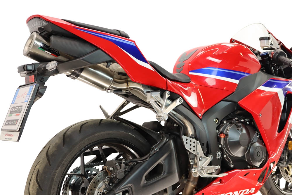 GPR escape compatible con Honda Cbr 600 Rr  2024-2026, M3 Titanium Natural, Escape legal, homologado, silenciador con catalizador, db killer desmontable y tubo de conexión específico 