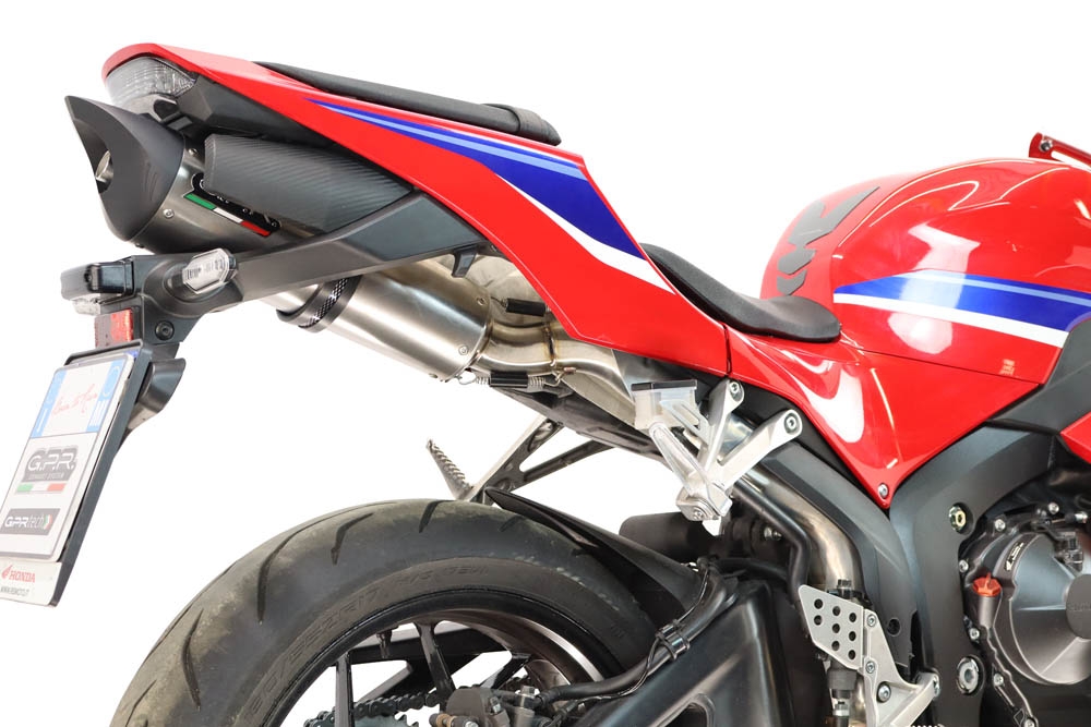 GPR escape compatible con Honda Cbr 600 Rr  2007-2023, Tiburon Titanium, Escape racing, silenciador con tubo de conexion, articulo sin homologacion 