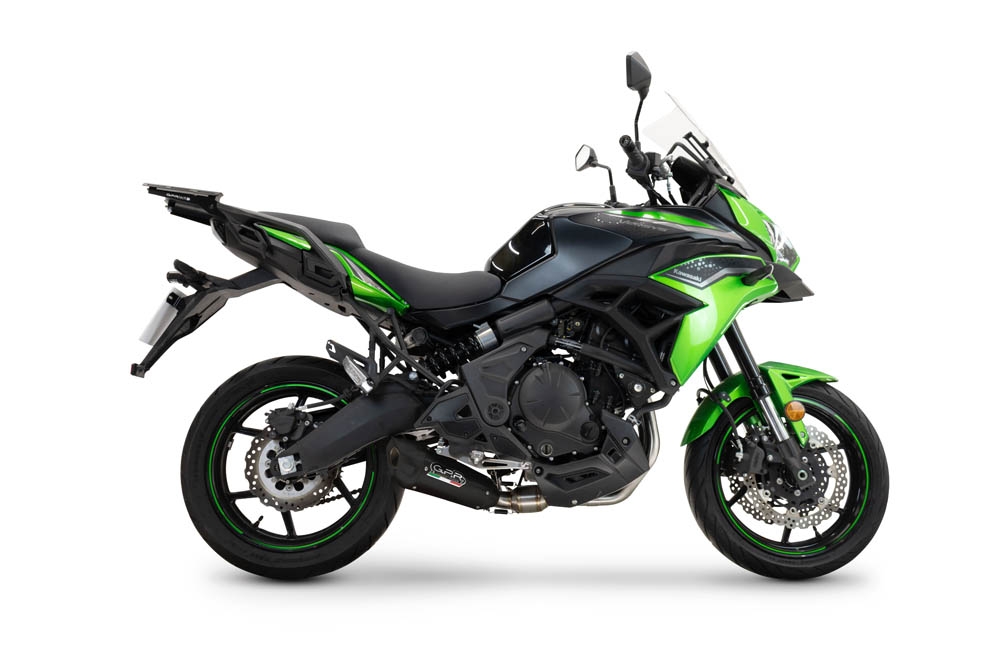 Escape compatible con Kawasaki Versys 650 2023-2025, GP-Revo Black Titanium, Escape linea completa racing, con db killer extraíble 