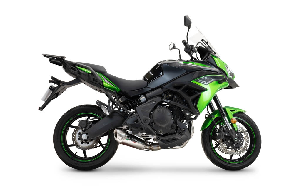 Escape compatible con Kawasaki Versys 650 2023-2025, GP-Revo Titanium, Escape completo racing, incluyendo colector y db killer desmontable, sin homologación 