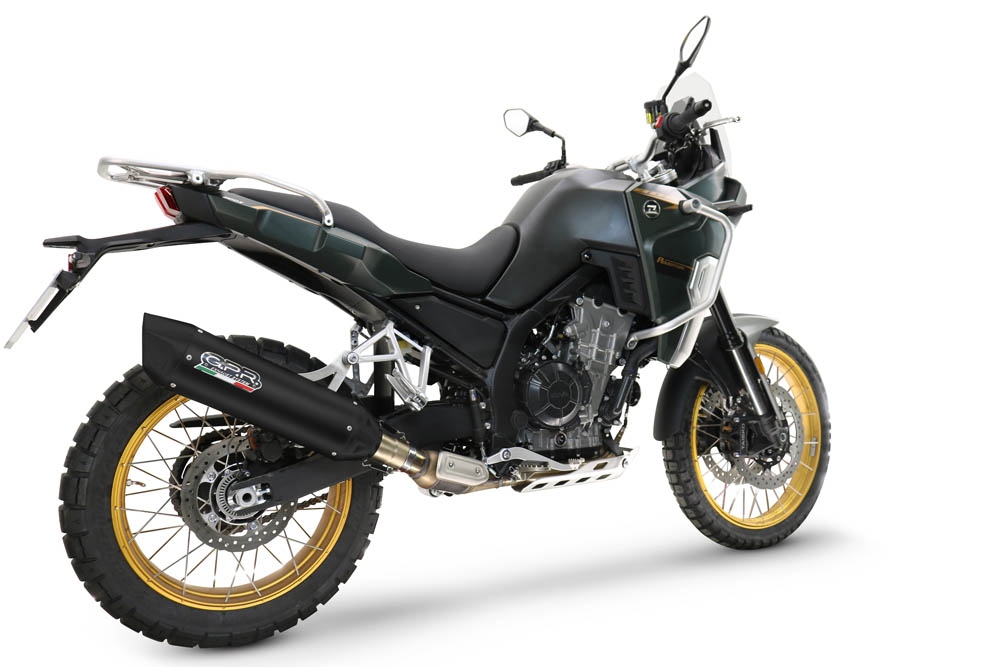 Escape compatible con Kove 800X 2024-2026, Furore-X Titanio Nero, Escape racing, silencioso con tubo de conexión 