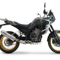 Escape compatible con Kove 800X 2024-2026, Dune Triovale Titanio, Escape legal, homologado, silenciador con db killer desmontable y tubo de conexión específico 