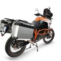 GPR TECH compatible con  Ktm Lc 8 1290 Super Adv 2015/2016 e3 Par de maletas laterales en aluminio con lado derecho contorneado, color plata con portaequipajes específico Capacidad 38 LT. + 32 LT.