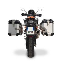 GPR TECH compatible con  Ktm Lc 8 1290 Super Adv 2015/2016 e3 Par de maletas laterales en aluminio con lado derecho contorneado, color plata con portaequipajes específico Capacidad 38 LT. + 32 LT.
