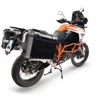 GPR TECH compatible con  Ktm Lc 8 1290 Super Adv 2017/2020 e4 Par de maletas laterales en aluminio con lado derecho contorneado, color negro con portaequipajes específico Capacidad 38 LT. + 32 LT.