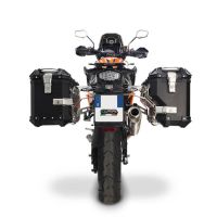 GPR TECH compatible con  Ktm Lc 8 1290 Super Adv 2017/2020 e4 Par de maletas laterales en aluminio con lado derecho contorneado, color negro con portaequipajes específico Capacidad 38 LT. + 32 LT.