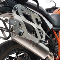 GPR TECH compatible con  Ktm Lc 8 1290 Super Adv 2015/2016 e3 Par de maletas laterales en aluminio con lado derecho contorneado, color plata con portaequipajes específico Capacidad 38 LT. + 32 LT.