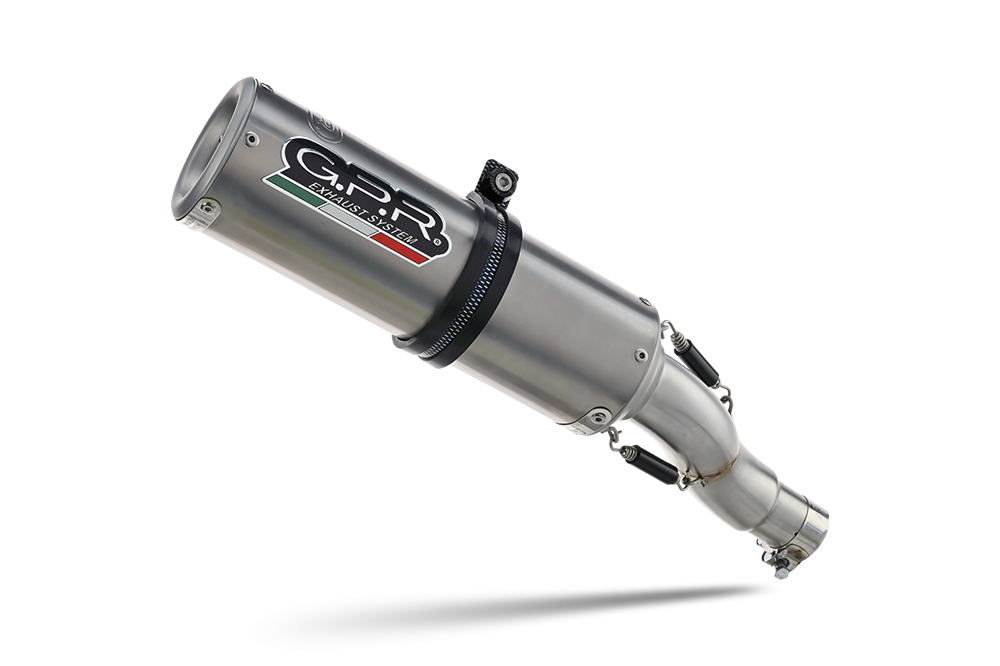 Escape compatible con Triumph Trident 660 2021-2024, M3 Titanium Natural, Escape completo homologado y legal,con catalizador incluido db killer extraíble 