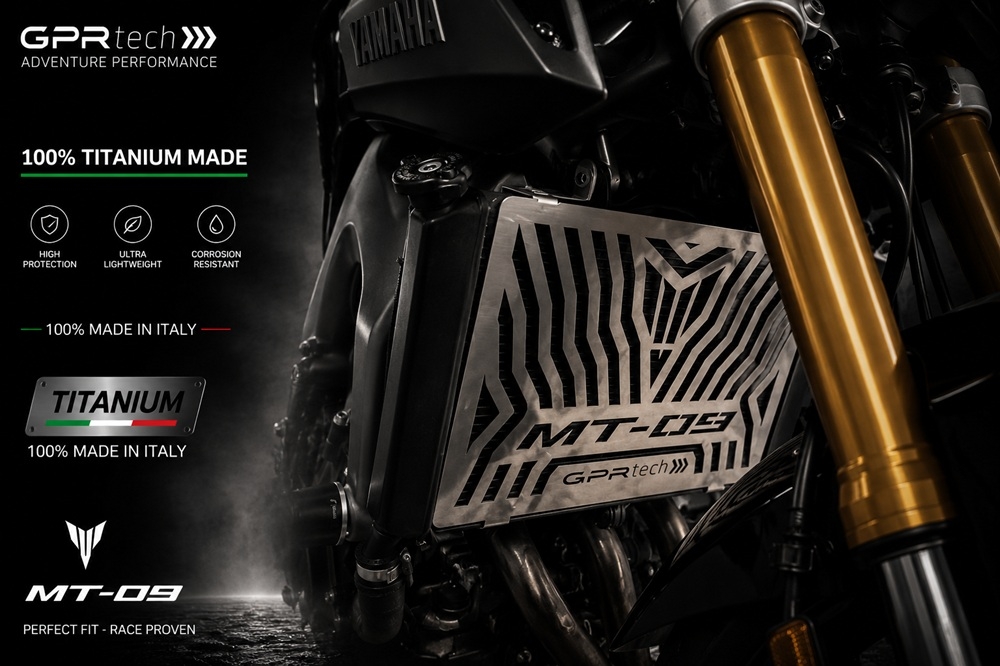 GPR TECH compatible con  Yamaha Mt-09 2021/2024 e5 Protector de radiador de titanio 