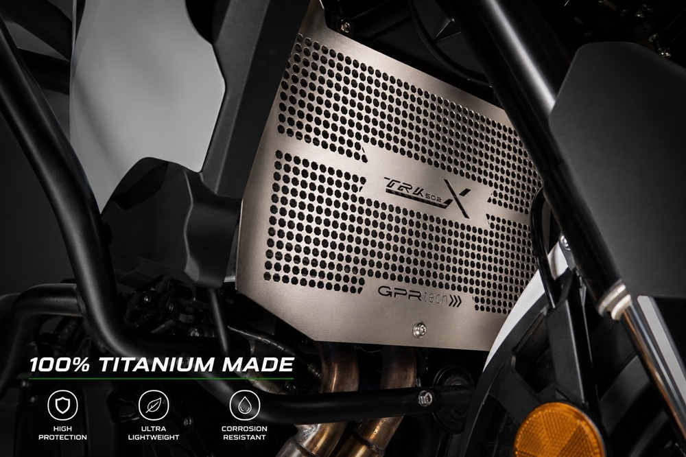 GPR TECH compatible con  Benelli Trk 502 X 2021/2024 e5 Protector de radiador de titanio 