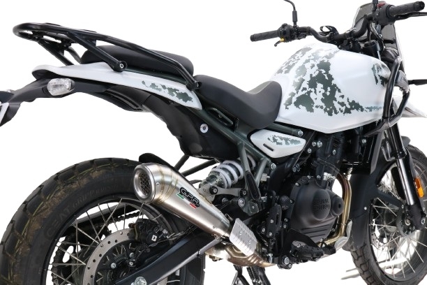 Escape compatible con Royal Enfield Guerrilla 450 2024-2025, Powercone Evo, Escape legal, homologado, silenciador con db killer desmontable y tubo de conexión específico 