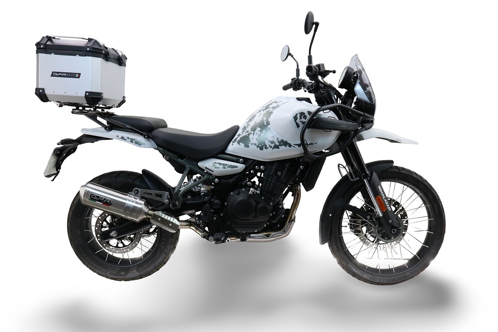 Baúl GPR TECH compatible con  Royal Enfield Himalayan 450 2024/2025 e5 Plus Baúl Alpi-Tech en aluminio color plata con placa específica incluida Capacidad Litros 26