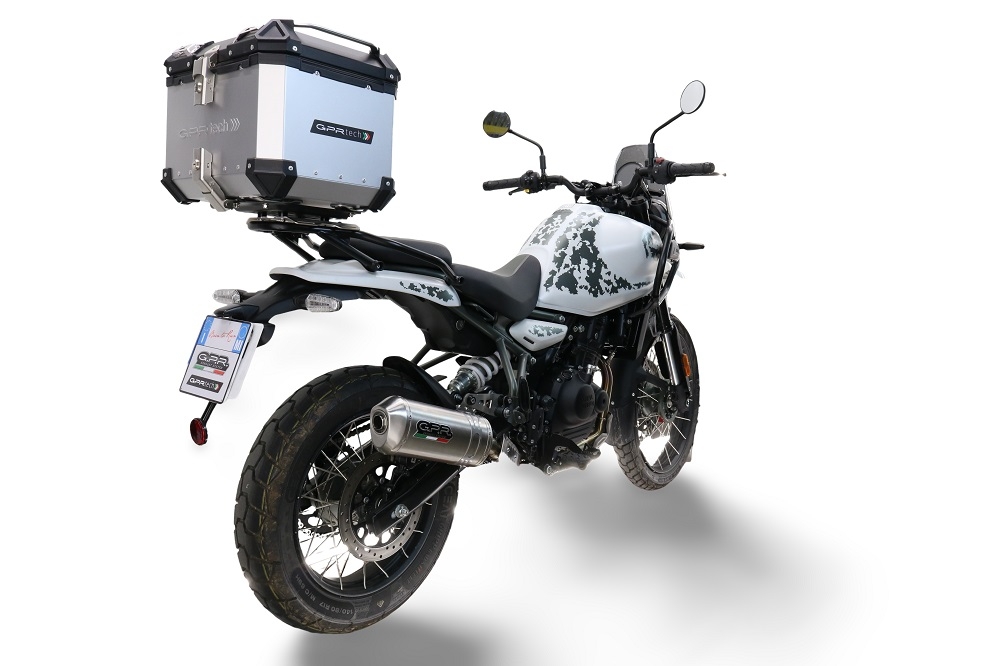 Baúl GPR TECH compatible con  Royal Enfield Himalayan 450 2024/2025 e5 Plus Baúl Alpi-Tech en aluminio color plata con placa específica incluida Capacidad Litros 26