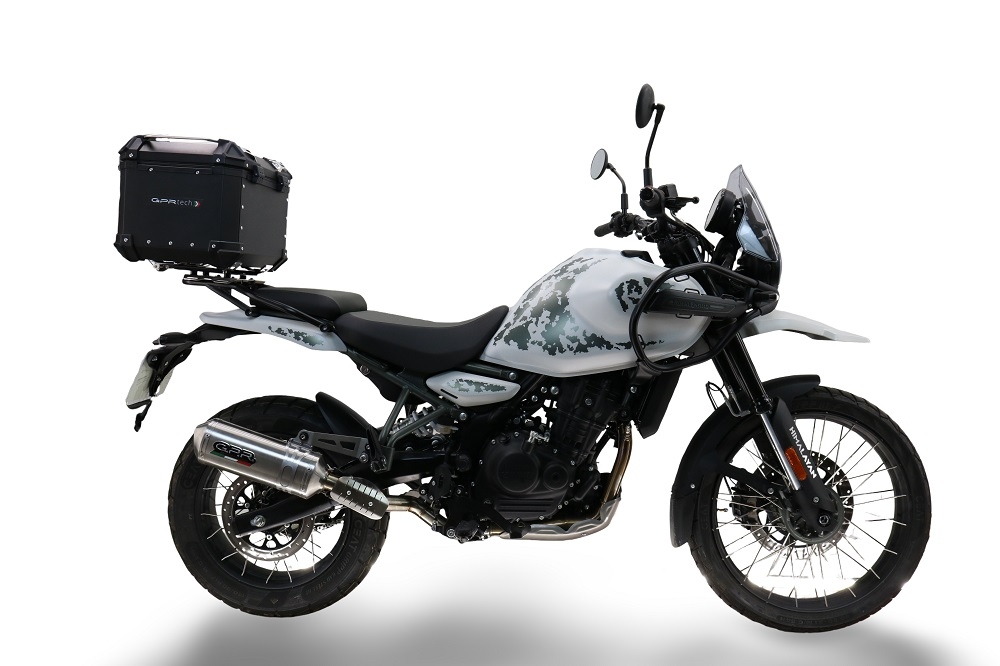 Baúl GPR TECH compatible con  Royal Enfield Himalayan 450 2024/2025 e5 Plus Baúl Alpi-Tech en aluminio, color negro con placa específica incluida Capacidad Litros 26