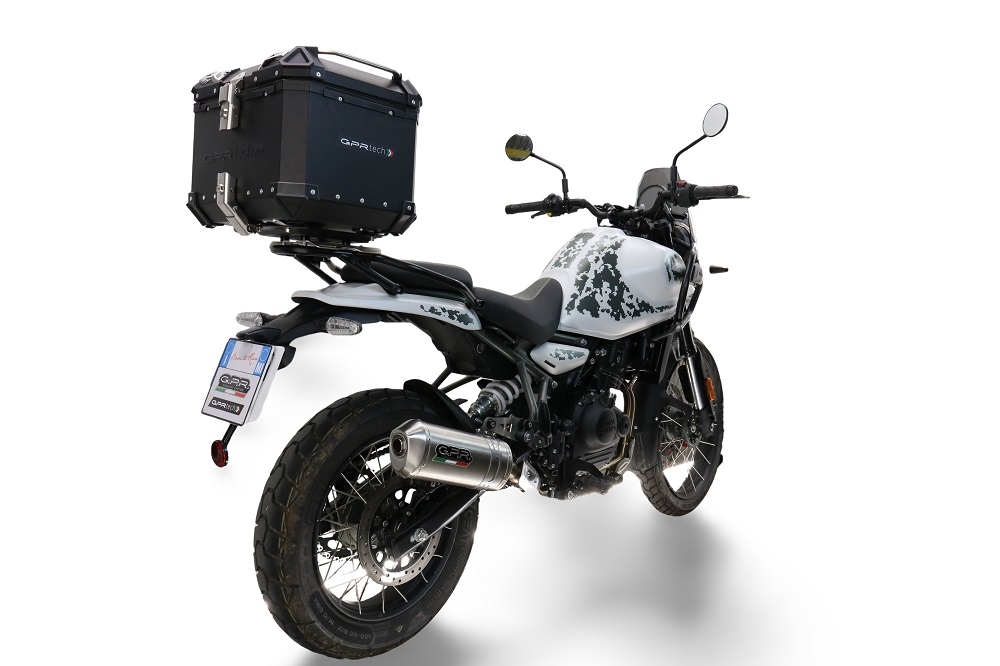Baúl GPR TECH compatible con  Royal Enfield Himalayan 450 2024/2025 e5 Plus Baúl Alpi-Tech en aluminio, color negro con placa específica incluida Capacidad Litros 26