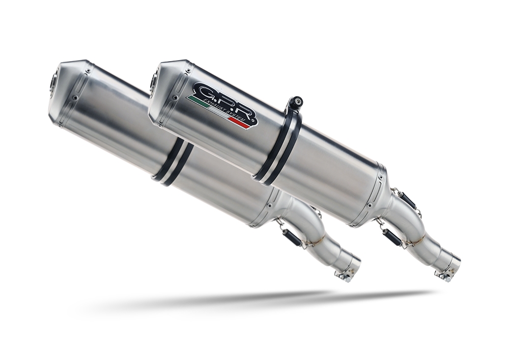 Escape compatible con Aprilia Etv Caponord 1000 Rally 2001-2007, Satinox, Par de terminales de escape homologados, con db killer extraíbles y tubos de conexión específicos 