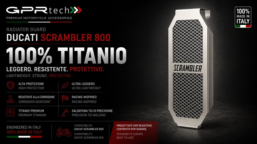 GPR TECH compatible con  Ducati Scrambler 800 Desert Sled - DS Fasthouse 2021/2024 e5 Protector de radiador de titanio 