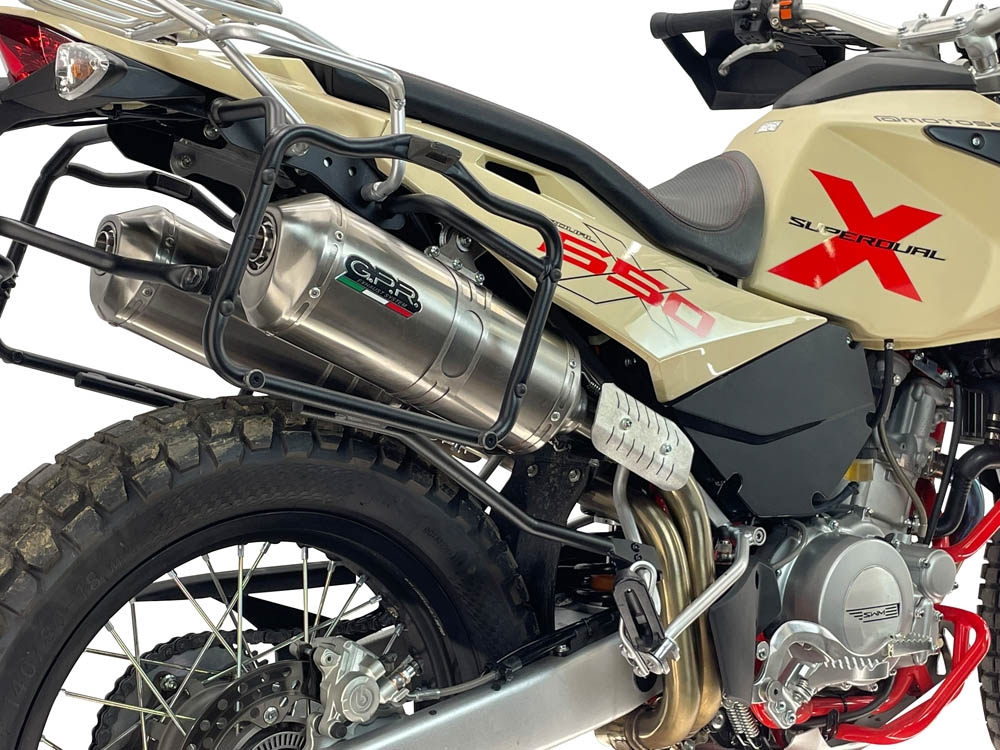 GPR escape compatible con Swm Motorcycles Superdual 600 T 2023-2024, Satinox , Par de terminales de escape homologados, con db killer extraíbles y tubos de conexión específicos 