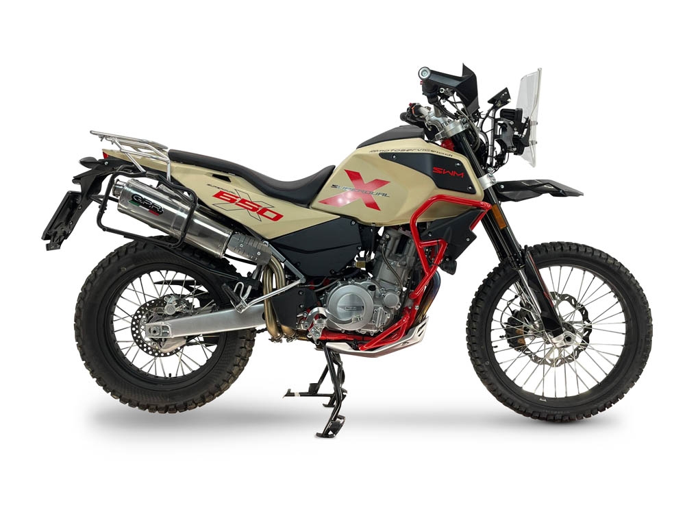 GPR escape compatible con Swm Motorcycles Superdual 600 T 2023-2024, Trioval, Par de terminales de escape homologados, con db killer extraíbles y tubos de conexión específicos 