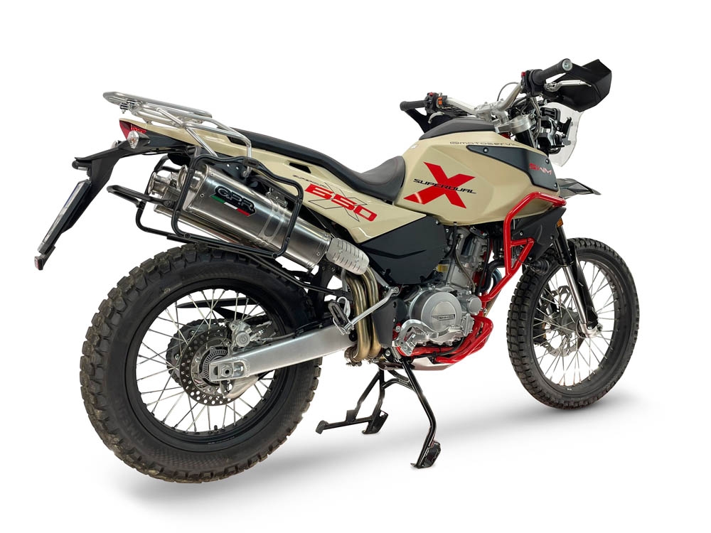 GPR escape compatible con Swm Motorcycles Superdual 600 T 2023-2024, Trioval, Par de terminales de escape homologados, con db killer extraíbles y tubos de conexión específicos 