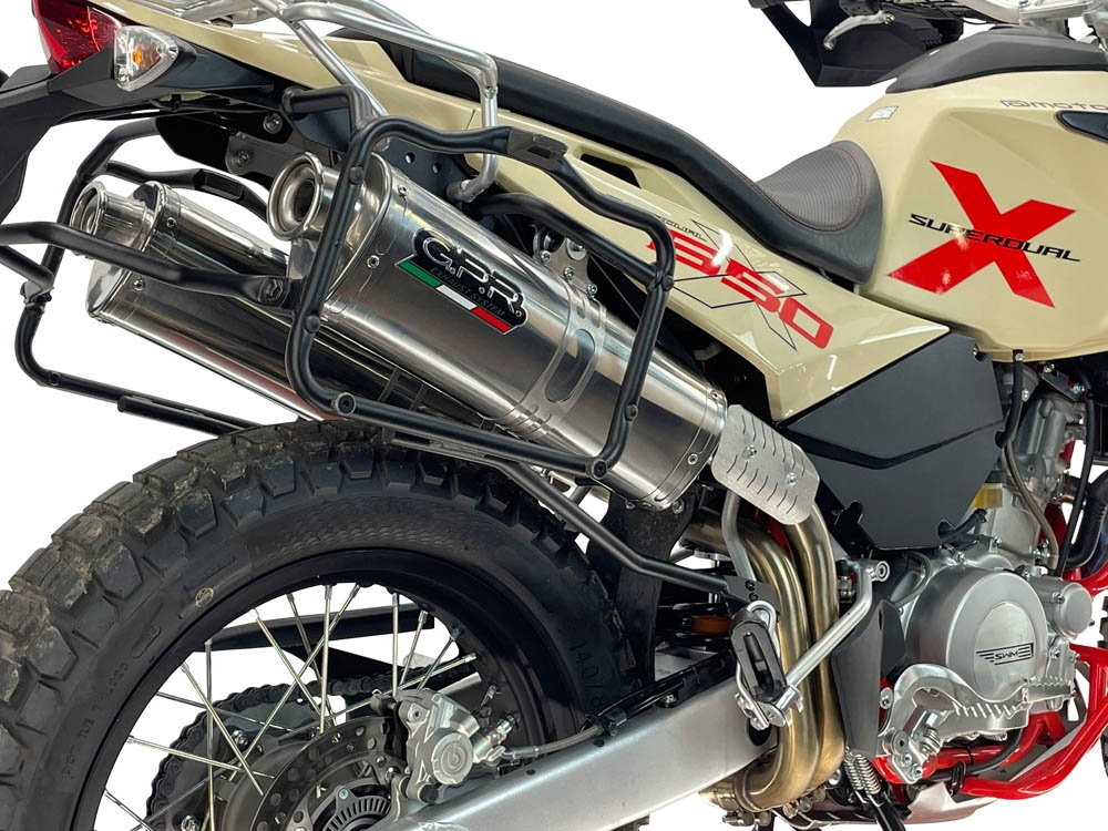 GPR escape compatible con Swm Motorcycles Superdual 600 T 2023-2024, Trioval, Par de terminales de escape homologados, con db killer extraíbles y tubos de conexión específicos 
