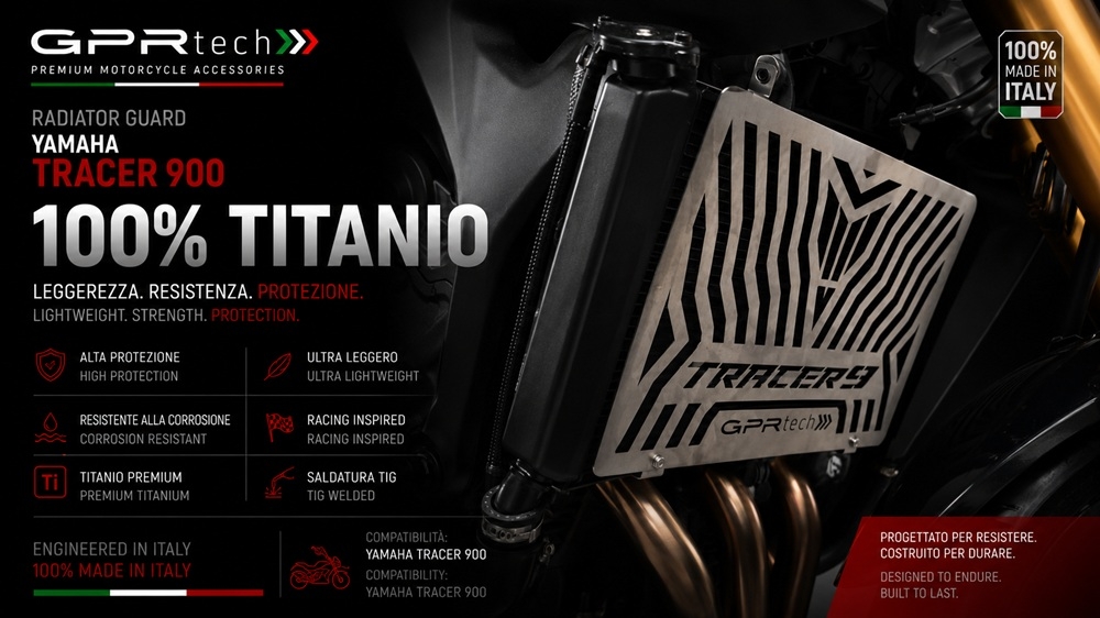 GPR TECH compatible con  Yamaha Tracer 9 2021/2024 e5 Protector de radiador de titanio 