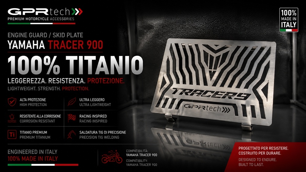 GPR TECH compatible con  Yamaha Tracer 9 2021/2024 e5 Protector de radiador de titanio 