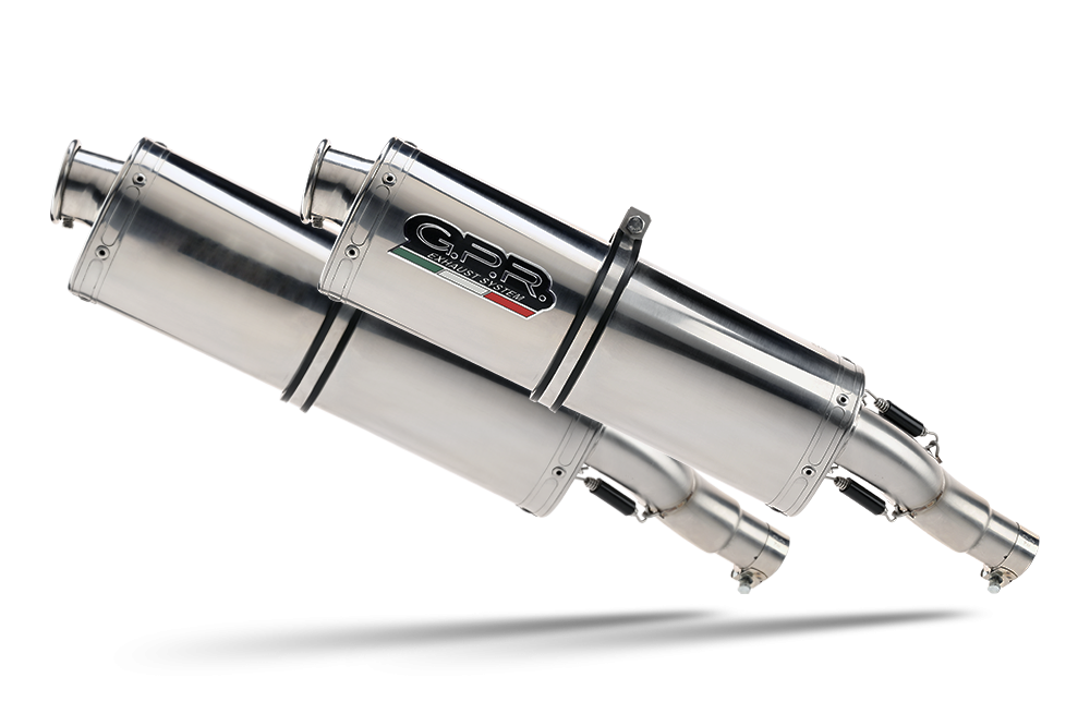 Escape compatible con Kawasaki Klv 1000 2004-2007, Trioval, Par de terminales de escape homologados, con db killer extraíbles y tubos de conexión específicos 