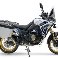 GPR TECH compatible con  Voge DS 800 Rally 2025/2026 Par de maletas laterales en aluminio con lado derecho contorneado, color plata con portaequipajes específico TECH-EVO  Capacidad 38 LT. + 32 LT.