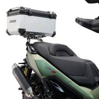 Baúl GPR TECH compatible con  Voge SR 450 X 2026/2027 e5 plus Baúl Alpi-Tech en aluminio color plata, incluye portaequipajes específico de aluminio y placa especifica de acero. Capacidad Litros 45