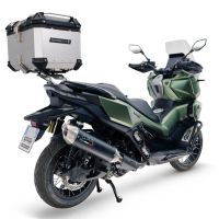 Baúl GPR TECH compatible con  Voge SR 450 X 2026/2027 e5 plus Baúl Alpi-Tech en aluminio color plata, incluye portaequipajes específico de aluminio y placa especifica de acero. Capacidad Litros 35