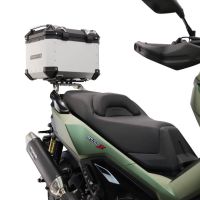 Baúl GPR TECH compatible con  Voge SR 450 X 2026/2027 e5 plus Baúl Alpi-Tech en aluminio color plata, incluye portaequipajes específico de aluminio y placa especifica de acero. Capacidad Litros 26