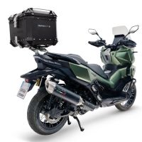 Baúl GPR TECH compatible con  Voge SR 450 X 2026/2027 e5 plus Baúl Alpi-Tech en aluminio color plata, incluye portaequipajes específico de aluminio y placa especifica de acero. Capacidad Litros 35