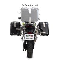GPR TECH compatible con  Voge 900DSX 2024/2025 e5 Par de maletas laterales en aluminio color negro con lado derecho contorneado, con portaequipajes específico color negro Capacidad 38 LT. + 32 LT.