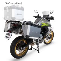GPR TECH compatible con  Voge 900DSX 2024/2025 e5 Par de maletas laterales en aluminio color negro con lado derecho contorneado, con portaequipajes específico color plata  Capacidad 38 LT. + 32 LT.