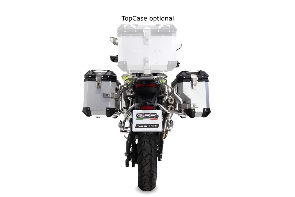 GPR TECH compatible con  Voge 900DSX 2024/2025 e5 Par de maletas laterales en aluminio color plata,con lado derecho contorneado, con portaequipajes específico color plata  Capacidad 38 LT. + 32 LT.