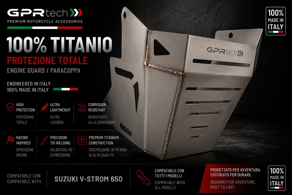 GPR TECH compatible con  Suzuki V-Strom Dl 650 2021/2023 e5 Protección del motor en titanio 