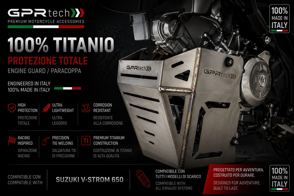 GPR TECH compatible con  Suzuki V-Strom Dl 650 2021/2023 e5 Protección del motor en titanio 