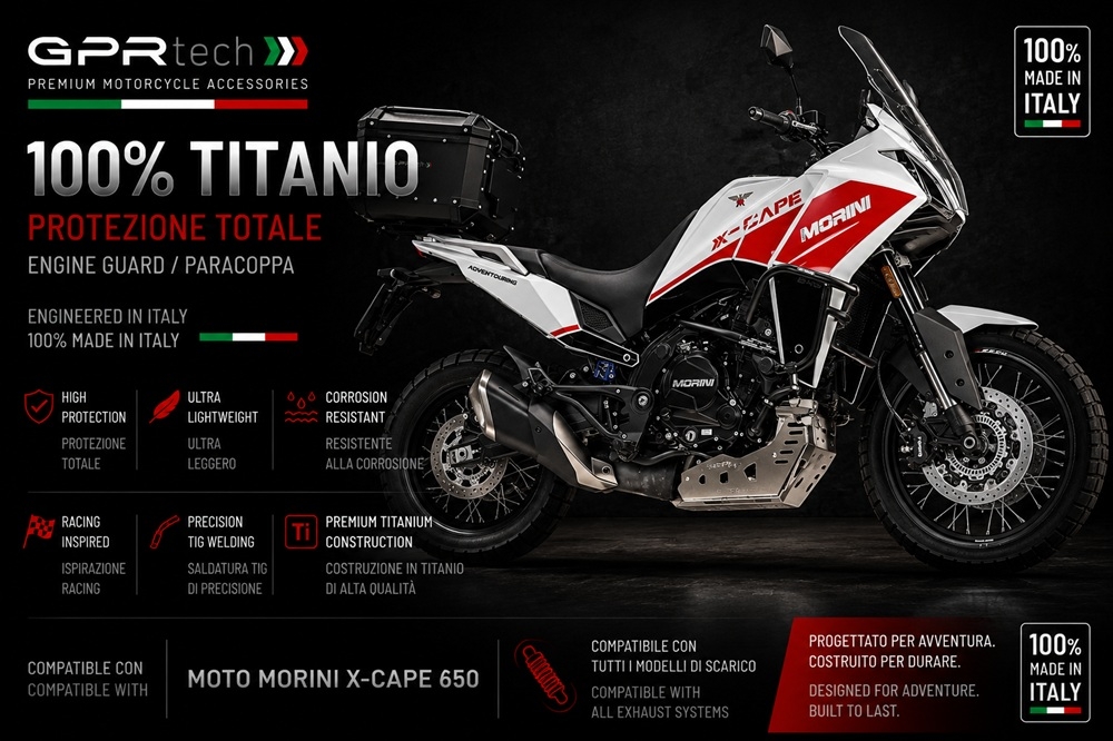 GPR TECH compatible con  Moto Morini X-CAPE 650 2021/2024 e5 Protección del motor en titanio 