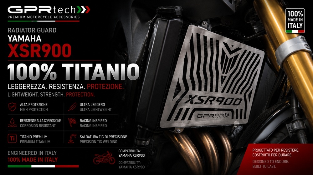 GPR TECH compatible con  Yamaha Xsr 900 2022/2024 e5 Protector de radiador de titanio 