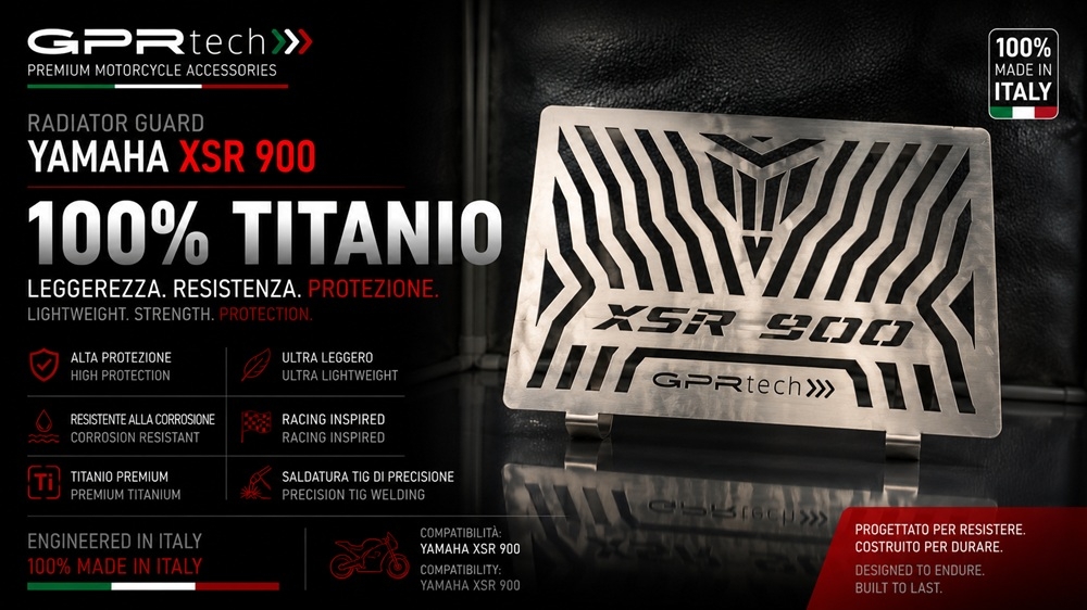 GPR TECH compatible con  Yamaha Xsr 900 2022/2024 e5 Protector de radiador de titanio 