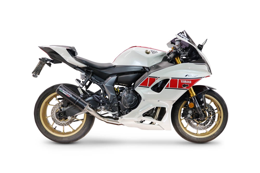 GPR escape compatible con Yamaha YZF R7 2021-2024, M3 Black Titanium, Escape completo racing, incluyendo colector y db killer desmontable, sin homologación 