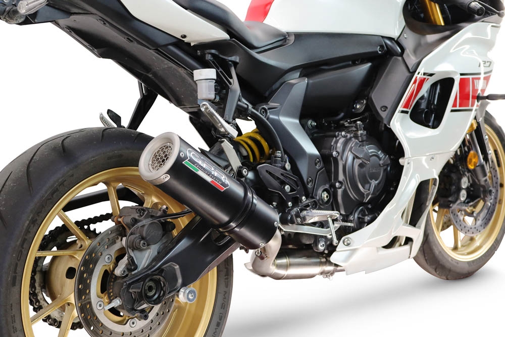 GPR escape compatible con Yamaha YZF R7 2021-2024, M3 Black Titanium, Escape completo racing, incluyendo colector y db killer desmontable, sin homologación 