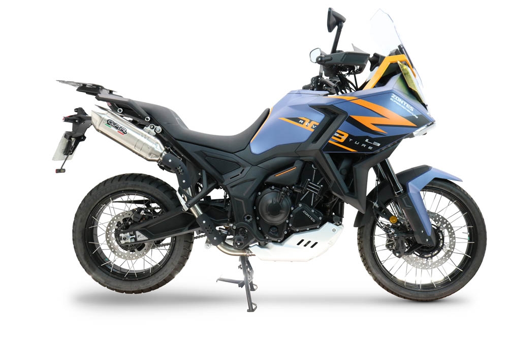 GPR escape compatible con  Zontes 703 F 2025-2026, Furore-X Acciaio Inox, Escape legal, homologado, silenciador con db killer desmontable y tubo de conexión específico 