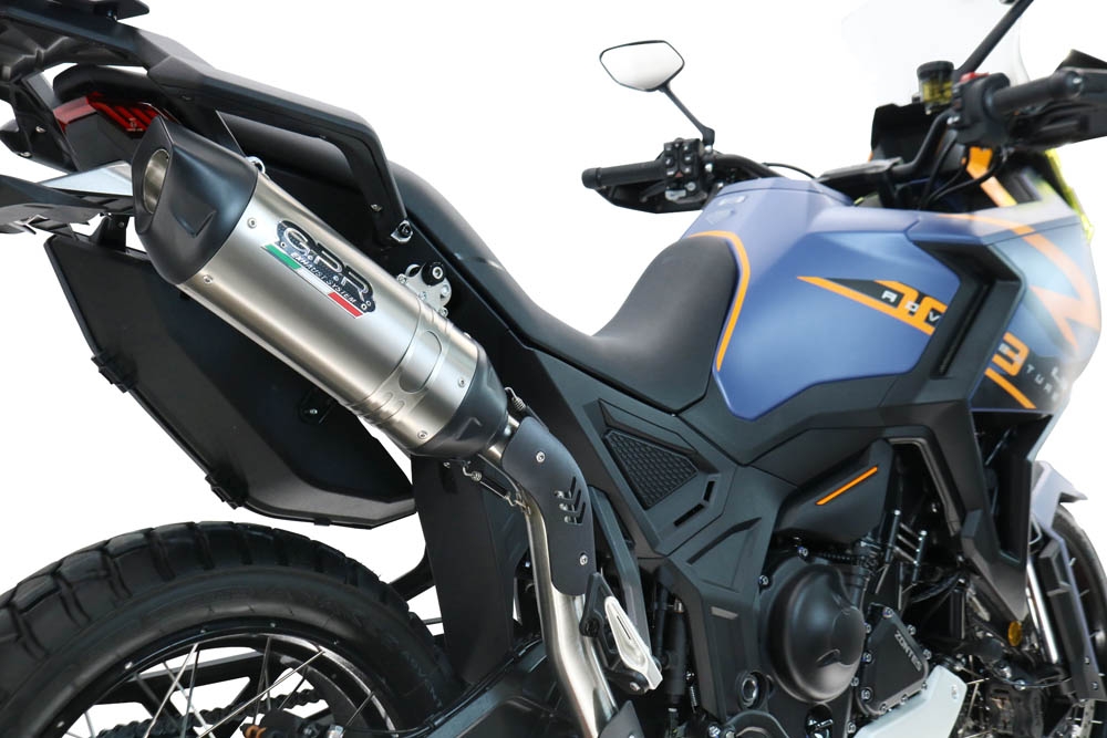 GPR escape compatible con  Zontes 703 F 2025-2026, Furore-X Titanio, Escape legal, homologado, silenciador con db killer desmontable y tubo de conexión específico 